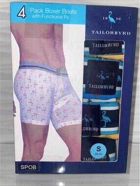 Tailorbyrd 4 pack boxer briefs with Functional Fly- Size S (28-30) - Brand New